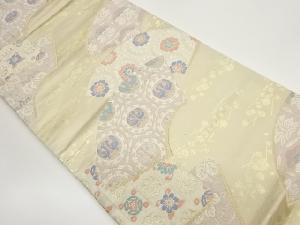 地紙に草花模様織出し袋帯